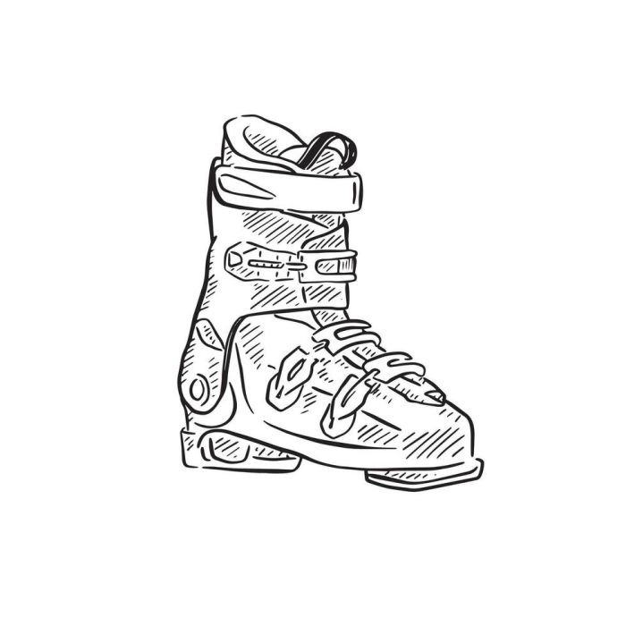 Scarponi da adulto, modello Volwassen Schoenen, schizzo dettagliato.