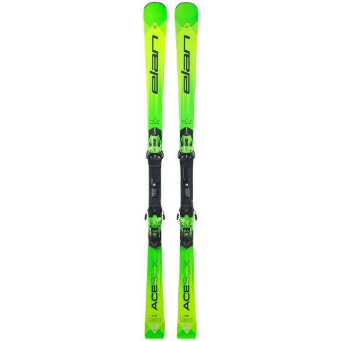Elan Ace SLX 154 cm verde, vista laterale con attacchi visibili