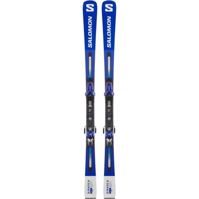Primo piano degli sci Salomon S-Race SL 12, evidenziando il design e gli attacchi.