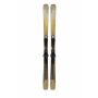 Elan Wingman 86 Ti 2024 ski's vooraanzicht tweede opname – goud-zwarte all-mountain ski's met EMX 11.0 GW Fusion X bindingen, Wingman 86 Ti opschrift duidelijk zichtbaar
