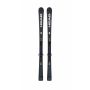 Head Supershape e-Titan ski paar vooraanzicht met Head PRD 12 GW bindingen, zwart-blauwe kleurstelling, in een ski-winkel tegen een witte achtergrond