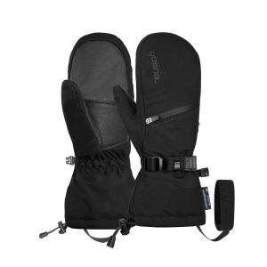 Reusch Demi R-TEX XT Mitten zwart, paar naast elkaar, links de handpalm en rechts de handrug met reusch-logo