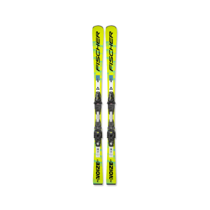 Fischer RC4 NOIZE ST Yellow Superflex vista laterale con grafica gialla e dettagli race