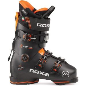 Scarponi da sci Roxa R-Fit Hike 90 RTL, vista laterale con dettagli arancioni.